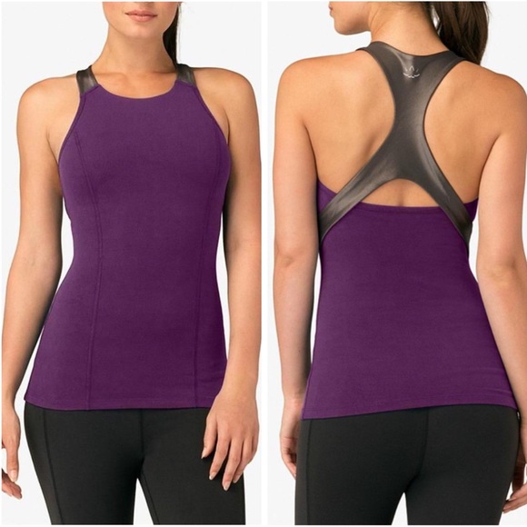 Beyond Yoga Tops - BEYOND YOGA Plum High neck Cut out Racerback Tank
